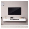 Support mural pour TV Meuble TV flottant en bois, meuble TV mural de 78,7 pouces, étagères flottantes avec 2 tiroirs, console