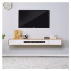 Support mural pour TV Meuble TV flottant en bois, meuble TV mural de 78,7 pouces, étagères flottantes avec 2 tiroirs, console