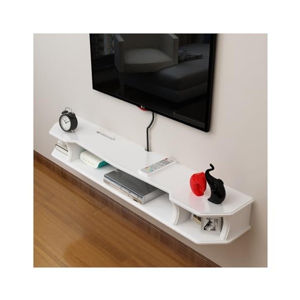 Meuble TV Flottant, Meuble TV Mural, Clapier de Rangement pour Console Multimédia, Étagères de Rangement, avec Trous pour Câb