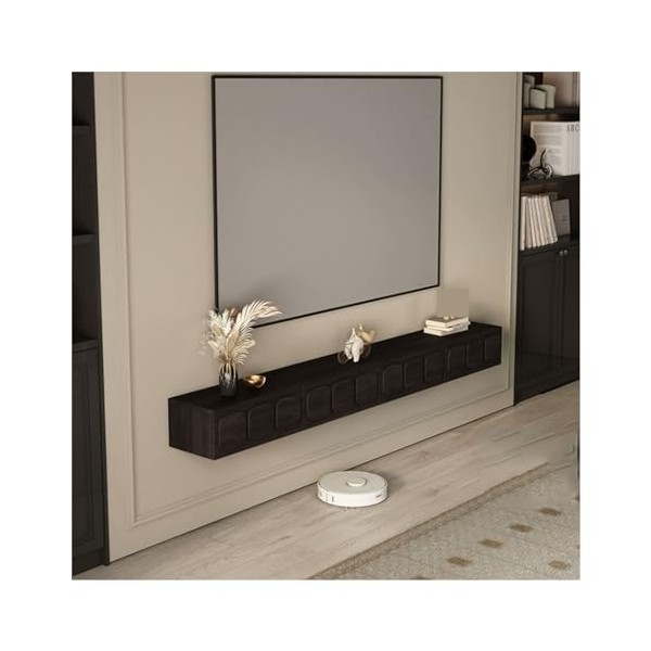 Support Mural pour TV Meuble TV Moderne en Bois avec 2 armoires de Rangement multimédia et 2 tiroirs, Support TV Flottant Mur