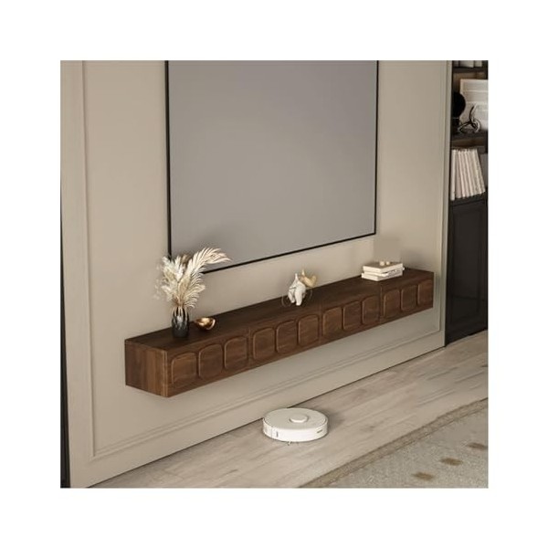 Support Mural pour TV Meuble TV Moderne en Bois avec 2 armoires de Rangement multimédia et 2 tiroirs, Support TV Flottant Mur