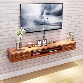 AVIMYA Meuble TV Flottant Meuble TV Mural, Meuble TV Flottant Support Mural Unité de Divertissement avec 2 Tiroirs pour Petit