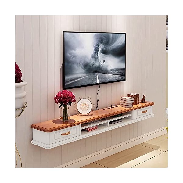 AVIMYA Meuble TV Flottant Meuble TV Mural, Meuble TV Flottant Support Mural Unité de Divertissement avec 2 Tiroirs pour Petit