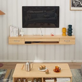 Mural sous Meuble TV Console TV Flottante Armoire de Divertissement avec tiroirs et Rangement pour Salon Chambre Salle multim