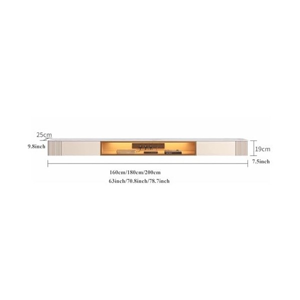 Meuble TV Suspendu Meuble TV Flottant Mural avec Meuble de Rangement, Meuble TV for Chambre à Coucher, Salon avec lumière LED