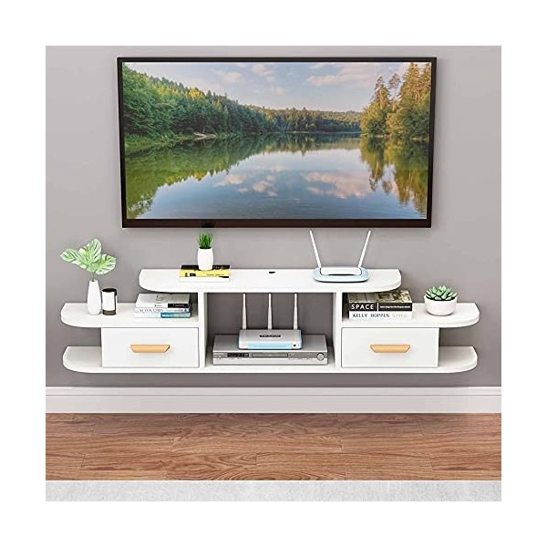 ROLTIN Meuble TV Flottant, Meuble TV Flottant, Meuble TV Mural, Meubles de Centre de Divertissement Média pour Salon Chambre/