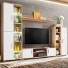 Meuble de salon mural pour TV avec lumières LED chêne Sonoma et blanc armoire TV en bois pour salon chambre à manger