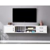 Meuble TV Flottant, Bois avec tiroir, Meuble de Console multimédia de Bureau avec Trou de Fil, pour projecteur de télécommand