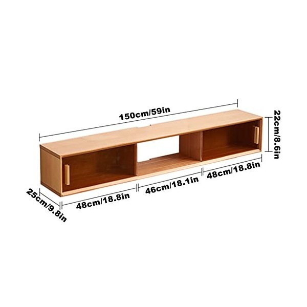 KAXGU Meuble Tv Flottant Mural Pour Console Multimédia Tv Étagère de Divertissement Avec Verre Translucide Et Rangement Pour 