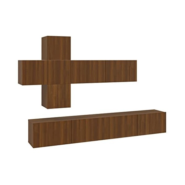 TALCUS Home Hardware Businese Meuble TV 7 pièces Chêne Marron