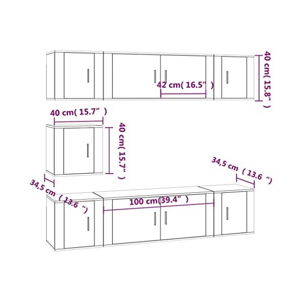Home Hardware Businese Meuble TV 7 pièces en bois dingénierie Blanc