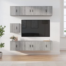 Home Hardware Businese Meuble TV 7 pièces en bois Sonoma Gris
