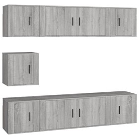 Home Hardware Businese Meuble TV 7 pièces en bois Sonoma Gris