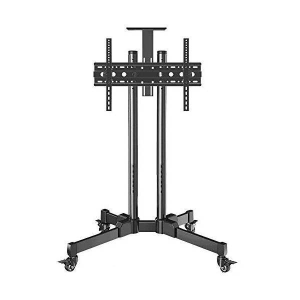WYJW Étagère de Plancher pour téléviseur en Acier Inoxydable pour téléviseurs de 32 à 70 Pouces, Meuble TV Noir sur roulettes
