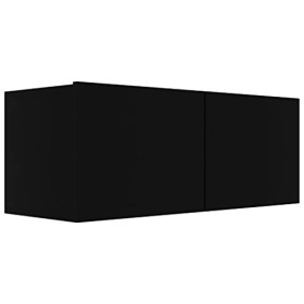 Kstyhome Meuble TV Meuble TV Meuble de Rangement pour Banc TV avec 2 étagères pour Salon 80x30x30 cm, Noir
