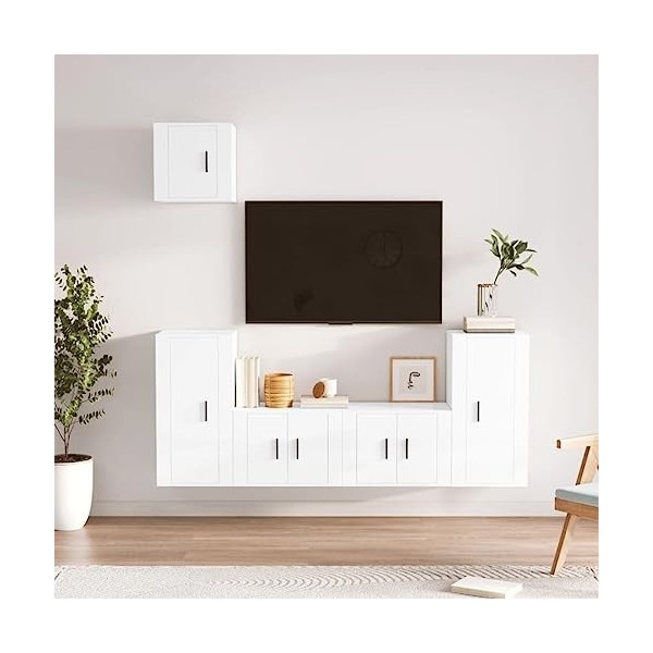 TALCUS Home Hardware Businese Meuble TV 5 pièces en bois Blanc brillant