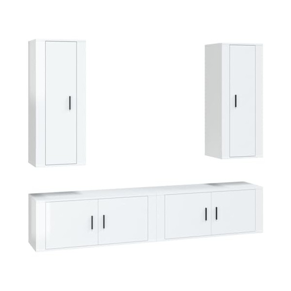 Home Hardware Businese Meuble TV 4 pièces en bois Blanc brillant