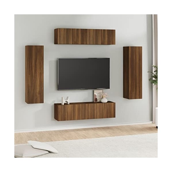 CUTSKY Meuble TV 6 pièces en chêne marron