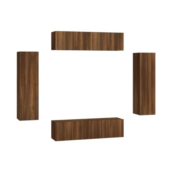 CUTSKY Meuble TV 6 pièces en chêne marron