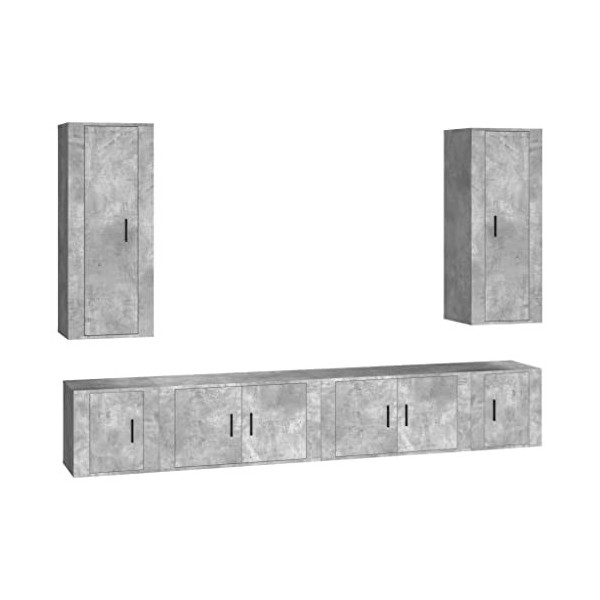 TALCUS Home Hardware Businese Meuble TV 6 pièces en bois Gris béton