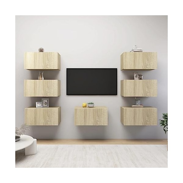 TEKEET Meuble TV 7 pièces Chêne Sonoma 30,5 x 30 x 60 cm Meubles en bois dingénierie