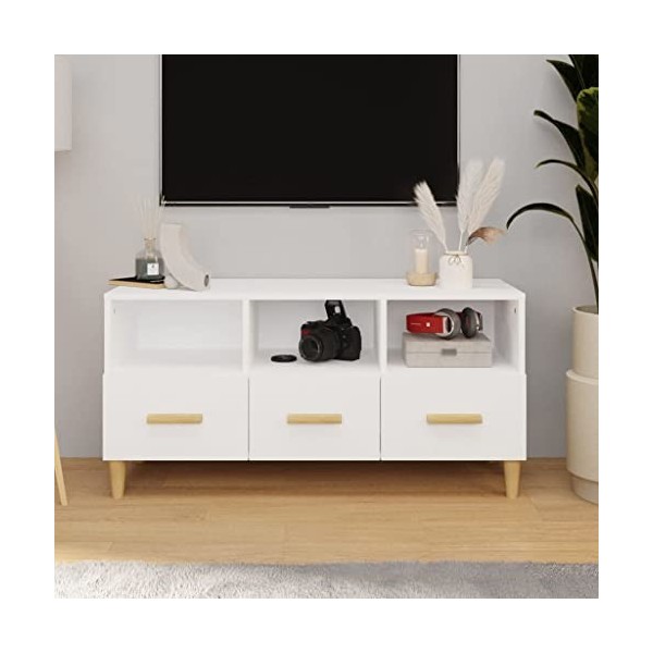 VEEKI Meuble TV, Meuble TV Suspendu, Meuble TV Industriel, Meuble TV Bois, Meuble Chambre, Convient pour Salon ou Chambre, Bl