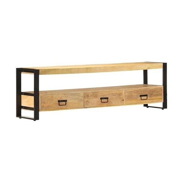 Meuble TV Meuble TV en Bois Salon Meuble TV Console Multimédia 59,1" x11,8 x17,7 Bois de Manguier Massif pour Salon, Couloir,