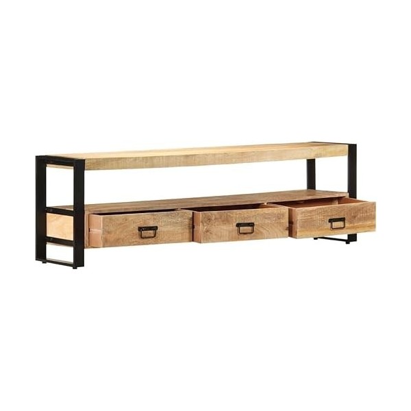 Meuble TV Meuble TV en Bois Salon Meuble TV Console Multimédia 59,1" x11,8 x17,7 Bois de Manguier Massif pour Salon, Couloir,