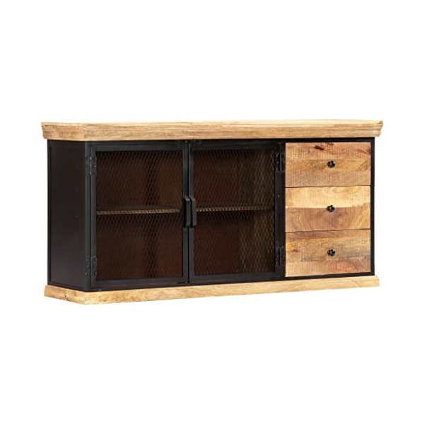vidaXL Buffet Meuble TV Armoire Basse Stéréo Meuble Multimédia Support pour TV Salon Salle de Séjour Maison Bois de Manguier