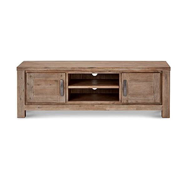 Ibbe Design Alaska Meuble TV Support de télévision Buffet bas pour Salon, Chambre, Style Scandinave Brun Bois dacacia Massif