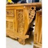 Meuble buffet ethnique sculpté floral artiginal porte TV 2 tiroirs 2 portes en bois teck massif décor exclusif oriental