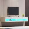 WERSMT Support TV LED flottant - Centre de divertissement mural avec rangement et lumière LED - Meuble TV moderne brillant po