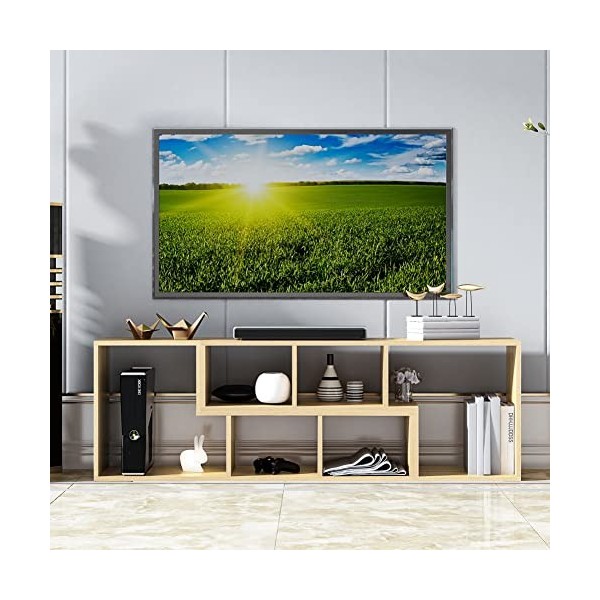 WERSMT Support TV LED flottant - Centre de divertissement mural avec rangement et lumière LED - Meuble TV moderne brillant po