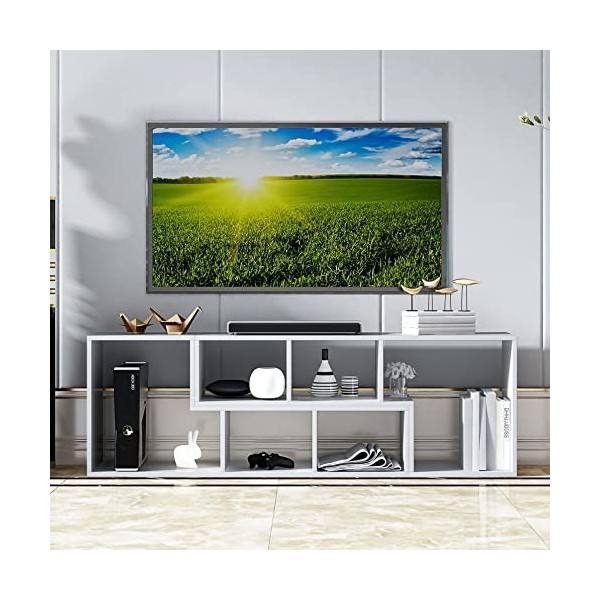 WERSMT Support TV LED flottant - Centre de divertissement mural avec rangement et lumière LED - Meuble TV moderne brillant po