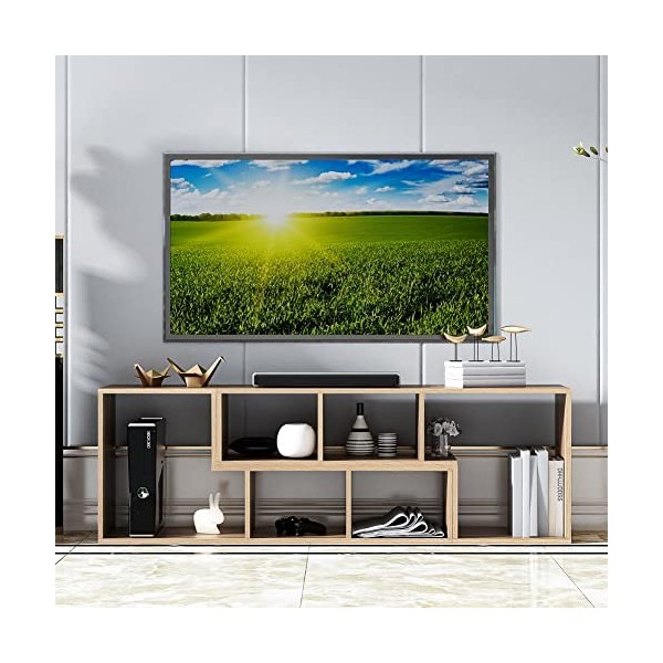 WERSMT Support TV LED flottant - Centre de divertissement mural avec rangement et lumière LED - Meuble TV moderne brillant po