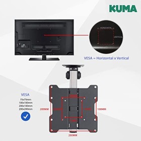 Kuma Support TV Mural - Orientable Inclinable Fixation Tele Murale - Pivotant Rotatif VESA Attache Television Au Mur - Acroch
