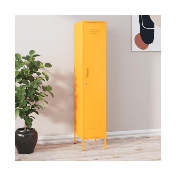 Suuim Meuble TV en métal avec 2 Portes grillagées, Meuble TV en Acier, Meuble de Rangement latéral pour Salon, Jaune Moutarde