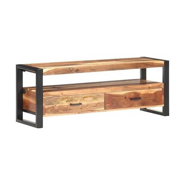 Suuim Meuble de Rangement TV en Bois avec Deux tiroirs et Une étagère, Buffet de Rangement, Meuble TV, Console multimédia de 