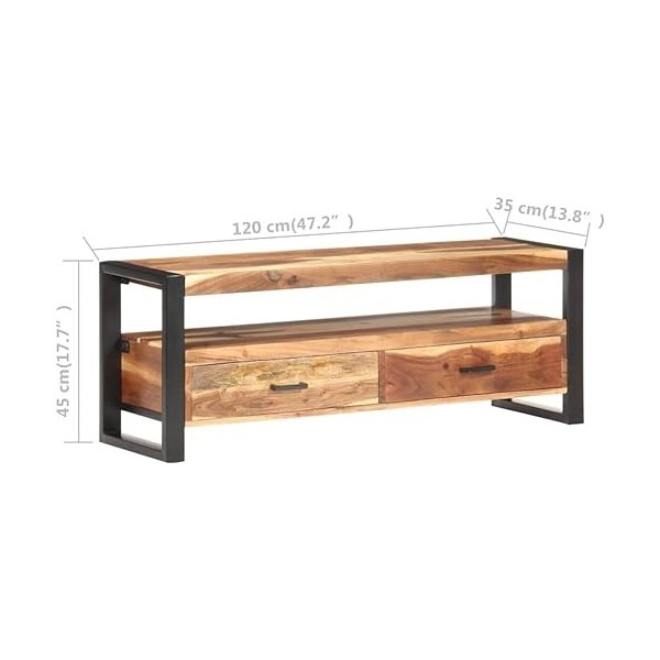 Suuim Meuble de Rangement TV en Bois avec Deux tiroirs et Une étagère, Buffet de Rangement, Meuble TV, Console multimédia de 