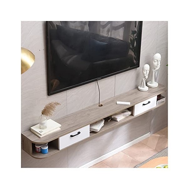 Meuble TV Flottant, étagère TV Murale, Console multimédia de Divertissement, avec Armoire à Portes, pour Huche de Rangement s