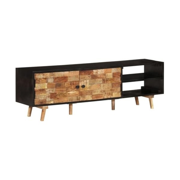 Meuble TV Salon Meuble TV Console multimédia Meuble TV avec Rangement 55,1" x11,8 x17,7 Bois de manguier Brut et Bois dacaci