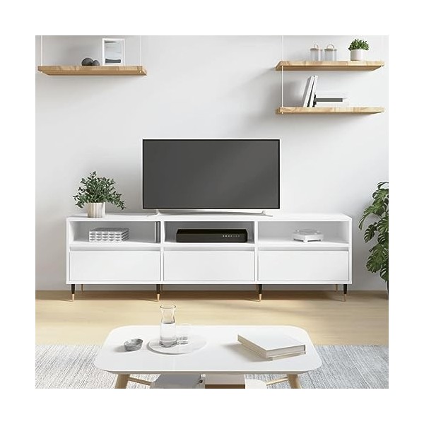 Générique Meuble TV Blanc 150x30x44,5 cm Bois dingénierie,25.6 KG,831260, Meubles, Meubles TV