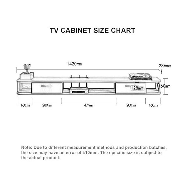 LLCDZR Meuble TV Mural Étagère Murale Étagère TV Flottante Console Multimédia Meuble TV avec Portes Darmoire Centre De Diver