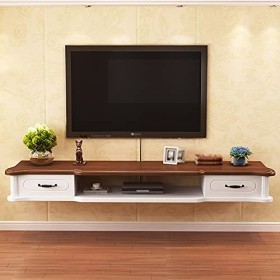 RUtavm Meuble TV Flottant Meuble TV Flottant, Conception de Trou de Fil, Meuble TV Mural, Console Multimédia, Huche de Rangem