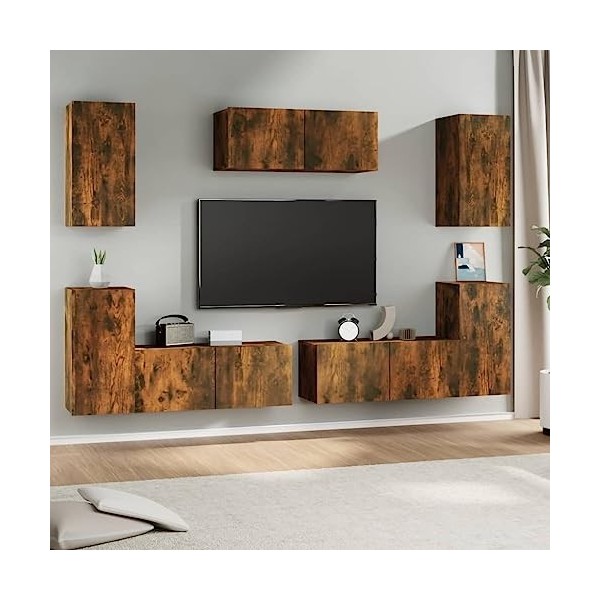 Meuble TV 7 pièces en chêne fumé