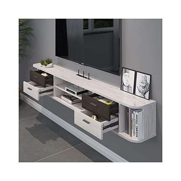 Meuble TV Flottant Double Couche Tenture Murale Meuble TV Divertissement Media Center Console de Rangement avec Rangement et 
