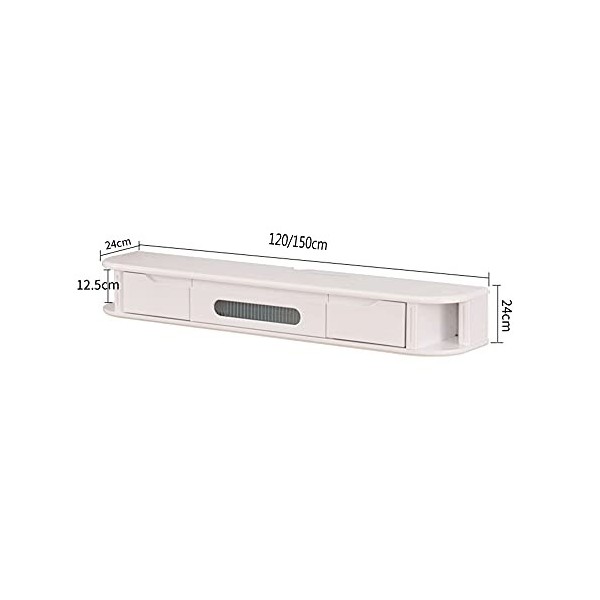 ROLTIN Meuble TV Flottant, Étagère TV Murale Multifonction en Bois Massif avec Tiroir, pour Stockeurs de Chambre à Coucher de