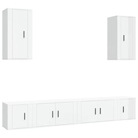 DCRAF Home Hardware Businese Meuble TV 6 pièces en bois Blanc brillant