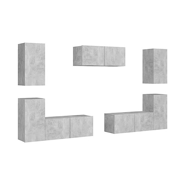DCRAF Home Hardware Businese Meuble TV 7 pièces Gris béton