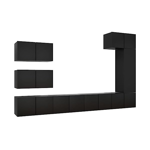 DCRAF Home Hardware Businese Meuble TV 8 pièces en bois Noir